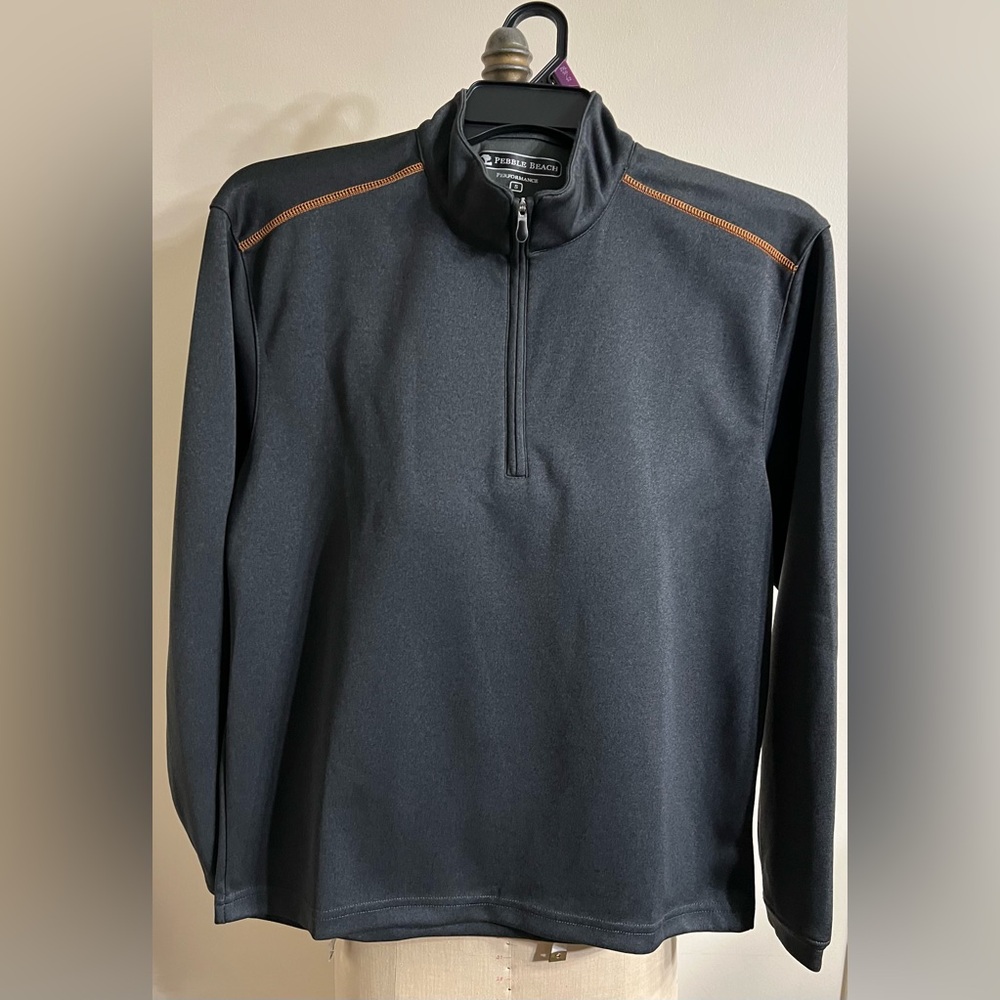 Pebble Beach Performance Mens Pullover Long Sleeve 1/4 Zip Gray Size Smalll